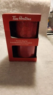 Taza de té de café de cerámica Tim Hortons 2021 apilable nueva en caja copos de nieve Foto 1 de 4