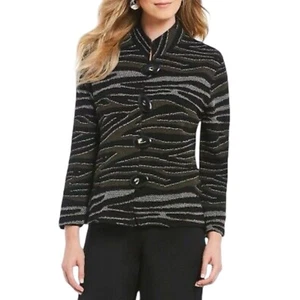 Caroline Rose Women’s Animal Stripe Textured Stretch Jacket Size XL Contemporary - Picture 1 of 6