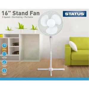 Status 16 Inch Standing Fan Oscillating Portable Fan 3 Speed Adjustable Angle / - Picture 1 of 14