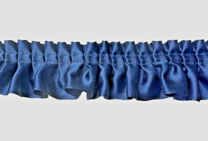 1&1/2" NAVY BLUE PLEATED SATIN FABRIC TRIM 10 YARDS - Picture 1 of 1