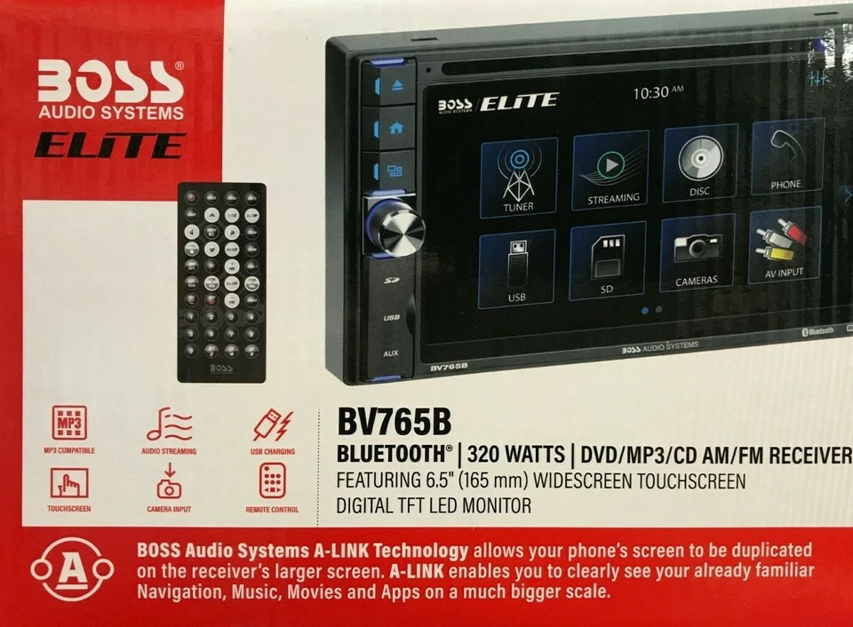 Boss Elite - BV765B - Double-DIN, DVD Player 6.5" Touchscreen Bluetooth - Image 1 of 4
