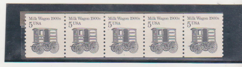 U S Scott # 2253 MNH - Coil Strip of Five - Plate # 1 - Image 1 of 1