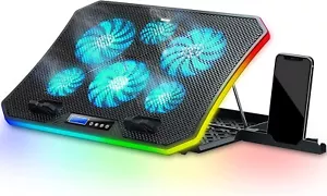 C12 Laptop Cooling Pad RGB Gaming Notebook Cooler for Desk and Lap Use, - Picture 1 of 6