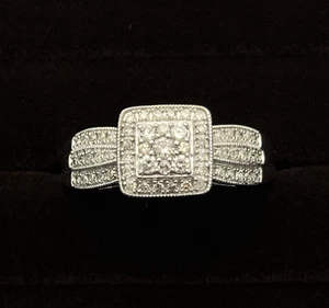 4.68g 1 ct TW Cluster Diamond 10k White Gold Ring Size 11.5 - Picture 1 of 10