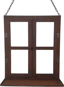 Dekofenster Metall mit Edelrost mit Kette zum Aufhängen o. Hinstellen 60cm hoch - Bild 1 von 7