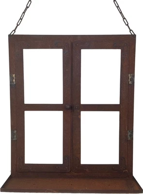 Dekofenster Metall mit Edelrost mit Kette zum Aufhängen o. Hinstellen 60cm hoch - Bild 1 von 4