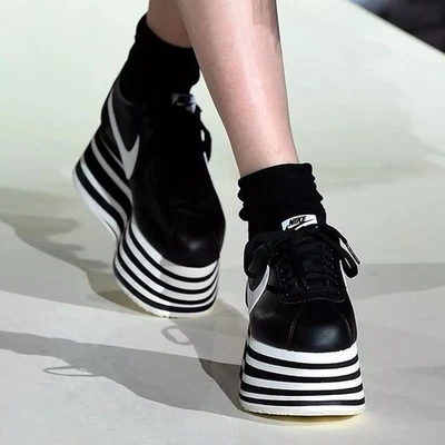 Nike COMME des Garcons x Cortez Check White W Japanese CDG Black Runway Platform - Image 1 of 4