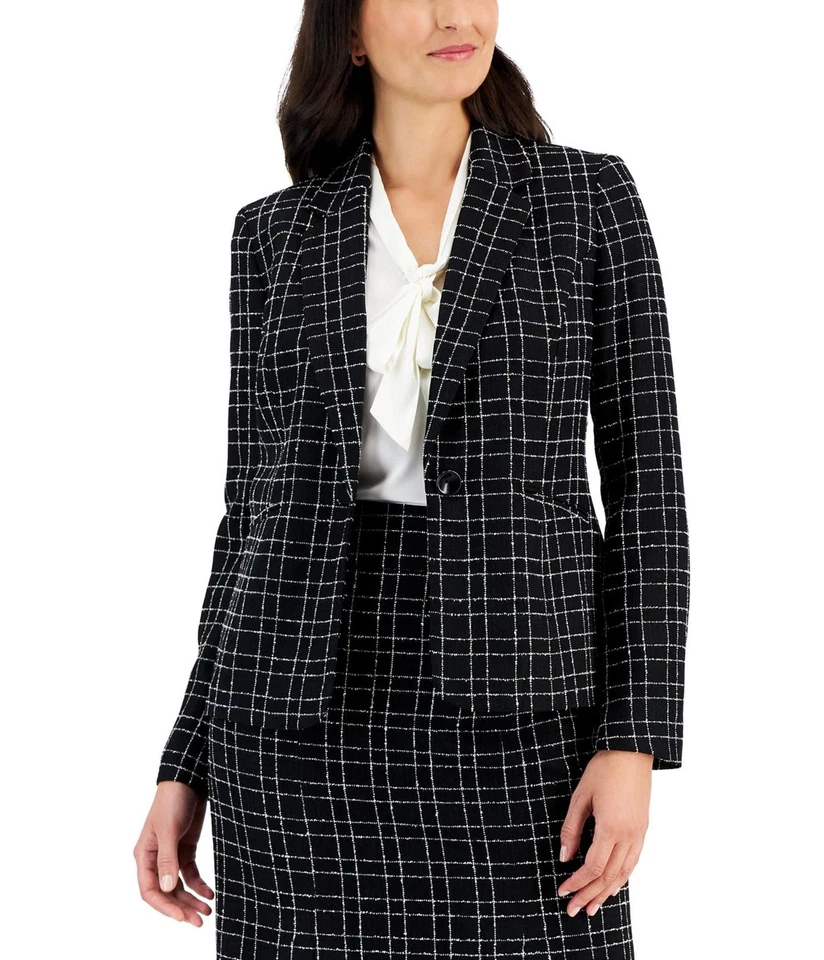 Kasper Womens Contrasting Stitching Blazer Jacket, White, 14 - Image 1 of 1