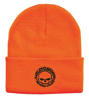 Harley-Davidson Men's Embroidered Willie G Skull Cuffed Beanie Hat - Orange - Image 1 of 2