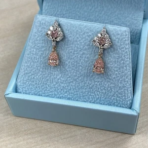 1.50 TCW Pear Lab Grown Diamond Bridal Dangle Earrings 14k White Rose Gold - Picture 1 of 16