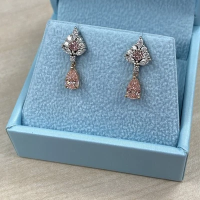 1.50 TCW Pear Lab Grown Diamond Bridal Dangle Earrings 14k White Rose Gold - Image 1 of 4