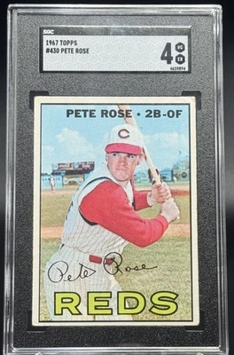 1967 Topps Baseball Pete Rose #430 Cincinnati Reds SGC 4 centralizado - Imagem 1 de 2