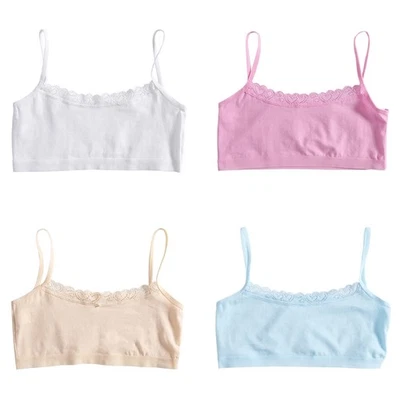 Girls Lace Bra for 6-10-12-14 Years Old Teenage Solid Color Spaghetti Straps - image 1 of 4