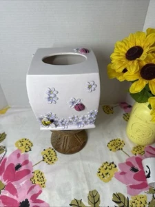 Vtg Bugs In Bloom Tissue Box Cover Bees, Ladybugs, &Butterflies. 2003 Hnd Paint - Picture 1 of 9