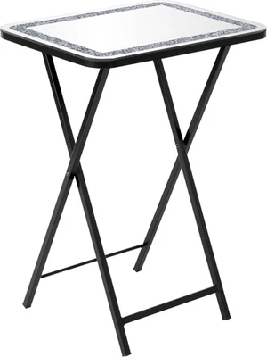 Folding TV Dinner Table, Crushed Diamond Mirrored TV Tray, Portable Sofa Side Ta - Image 1 of 4