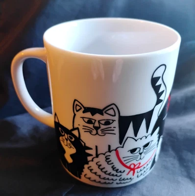 Taza Gato Takahashi San Francisco De Colección, Gatos Blanco y Negro Hecha en Japón Foto 1 de 4