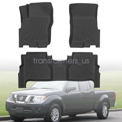 TPE Front & 2nd Row Floor Mats Liners 3D For 2008-2021 Nissan Frontier Crew Cab - Imagem 1 de 4
