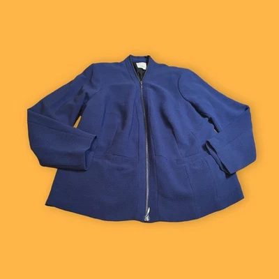 Sejour Deep Indigo Blue Zipper Suit Jacket Blazer Size 18W - Image 1 of 4