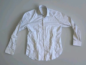 Armani Collezioni Mens L Blue Black Striped Long Sleeve Button Up Shirt Cuffs - Picture 1 of 17