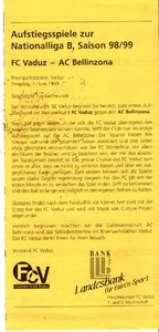 Programma Vaduz - Bellinzona 1998-99 Svizzera Liga B - Picture 1 of 1