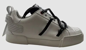 Dolce & Gabbana Men's White Portofino Logo Strap Leather Sneakers Shoes Size 7 - Picture 1 of 12