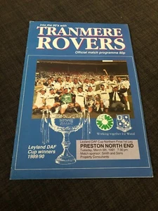Tranmere Rovers V Preston North End 1991 Soccer/football Programme LDAF - Picture 1 of 2