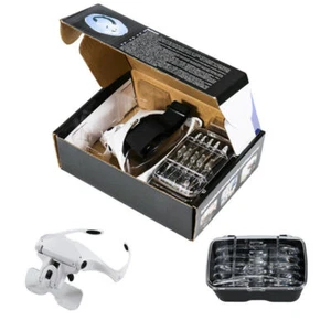 Lupa diadema LED joyeros lupa visera iluminada lupa lupa - Imagen 1 de 7