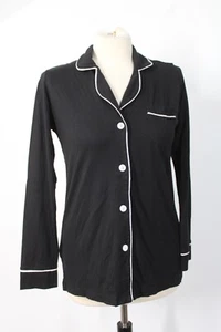 Cosabella XS Black Jersey Piping Pima Cotton Modal Long Sleeve Pajama Sleep Top - Picture 1 of 8
