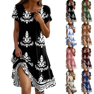 Locker Sitzendes Kleid Damenmode Polyester, Baumwolle Prints Kurzärmeliges Kleid - Bild 1 von 27