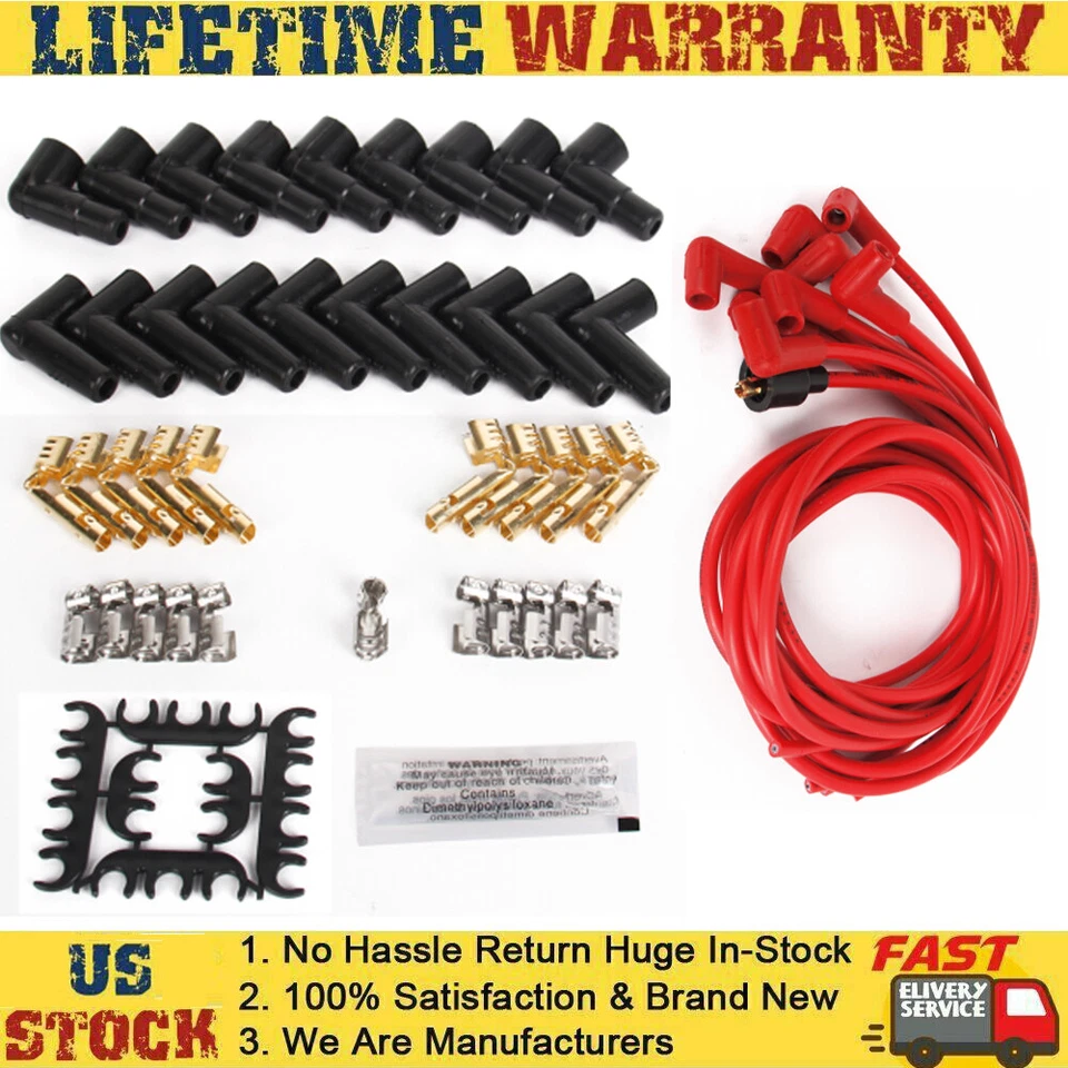 8mm Spark Plug Ignition Wire Set for1990 Chevry Corvette 1986 Pontiac Bonneville - Image 1 of 4