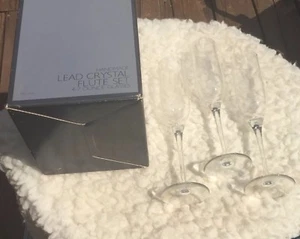 Saks Fifth Avenue Bleikristall Sektflöte 4,7oz 3er Set Hergestellt in Finnland - Bild 1 von 10