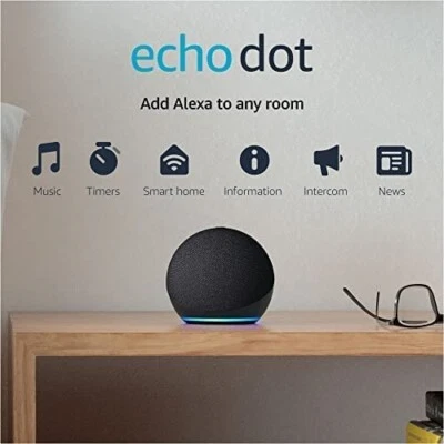 Echo Dot (4th Gen) Charcoal Sleek Design With Full Sound, Bluetooth, and Alexa - Image 1 of 4