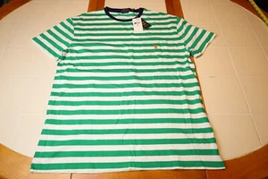 Polo Ralph Lauren Verde Blanco Rayas Bolsillo Camiseta Para Hombre Mediana - Nueva Con Etiquetas - Imagen 1 de 14