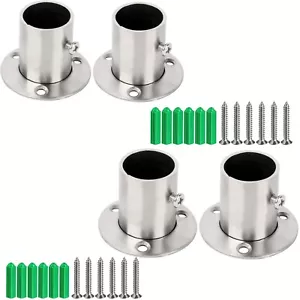 Anillos de soporte extremo de soporte de poste de riel armario enchapados en cromo 25 mm QTY 4 - Imagen 1 de 5