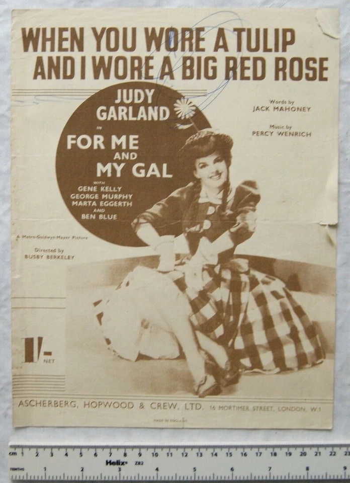 1914 When You Wore A Tulip and I Wore a Big Red Rose, Judy Garland words & music - Image 1 of 1
