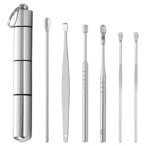 6.Stück.Set.Edelstahl.Ohrlöffel.Ohrenschmalz.Entferner.Ohrenreiniger.Werkzeug - Bild 1 von 9