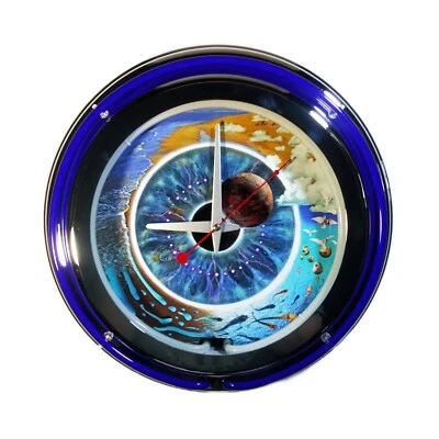 Reloj de Pared Pink Floyd Pulse Personalizado Azul Doble Anillo Neón Foto 1 de 4