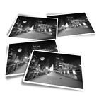 4x Rectangle Stickers - BW - Chicago Riverwalk City Moon USA #42674