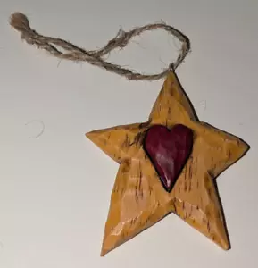 Jim Shore 2002 gelber Stern mit rotem Herz Weihnachtsschmuck Vintage RAR Rarität - Bild 1 von 3