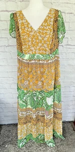CHEZTU Abiti Donna Giallo Multi Stampa Maxi Abito Taglie Forti 16 - Foto 1 di 16
