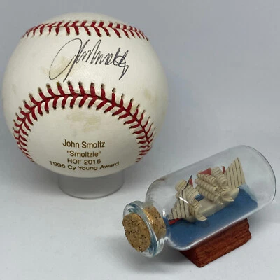 John Smoltz signed Rawlings ONL Baseball JSA COA Engraved Auto Braves HOF A2457 - Image 1 of 3