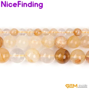 Venta al por mayor Lote Cuentas redondas de cuarzo rutilado dorado natural para hacer joyas 15" - Imagen 1 de 36