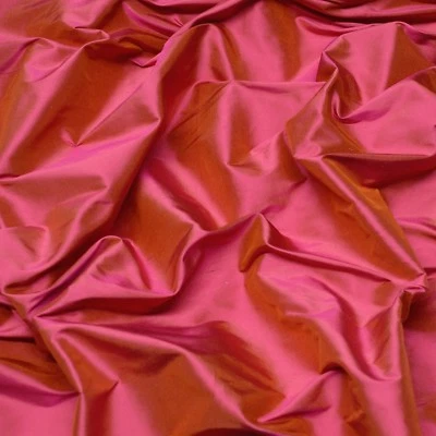 Iridescent Fuchsia Gold 100% Silk Shantung Fabric 54" Wide By The Yard (SF-5096) - Image 1 of 4