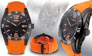 NEW Montreux 0646M Men's Hawkins Collection Orange Silicone Sports Date Watch - Picture 1 of 1