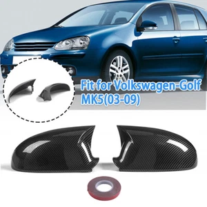 For 03-2009 VW Golf GTI Jetta MK5 Carbon Fiber Black Side Wing Mirror Cover Caps - Picture 1 of 6