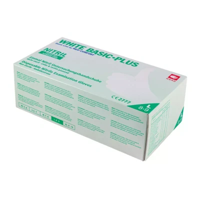 200 Stück Ampri Basic Plus Nitril Einweg/Einmal-Handschuhe Weiß in XS,S,M,L,XL