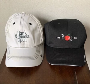 Lote de 2 gorras con logotipo patrocinador sombrero de torneo de golf Nike - Imagen 1 de 12