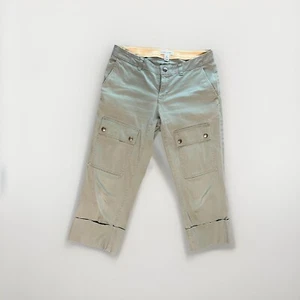 BANANA REPUBLIC Olive Green Capri Cropped Jeans Pants Stretch Large Cuffed Cargo - Picture 1 of 11