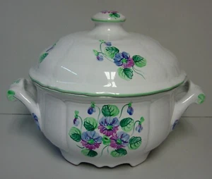 Herend Village Pottery VIOLETS Soup Tureen with Lid BEST More Items Available - Picture 1 of 3