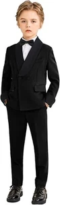 Boy‘s Suits Set Double-Breasted Shawl Lapel Formal Wedding Prom Tuxedo Two Piece - Picture 1 of 27